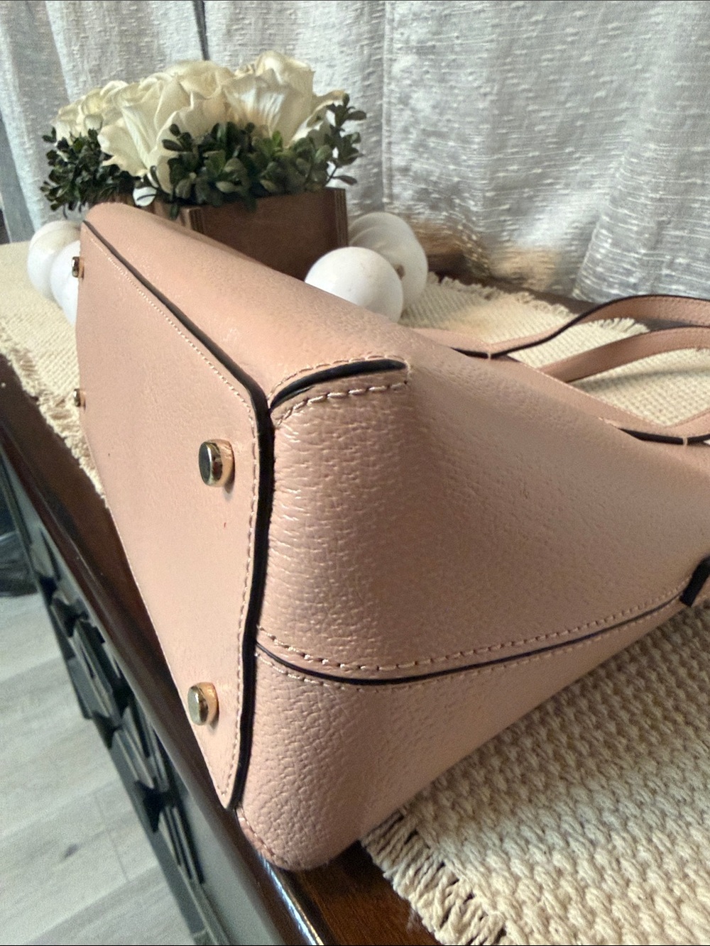 Kate Spade ♠️ Blush Pink Bow Accent Top-Handle Women’s Handbag - Picture 8 of 11